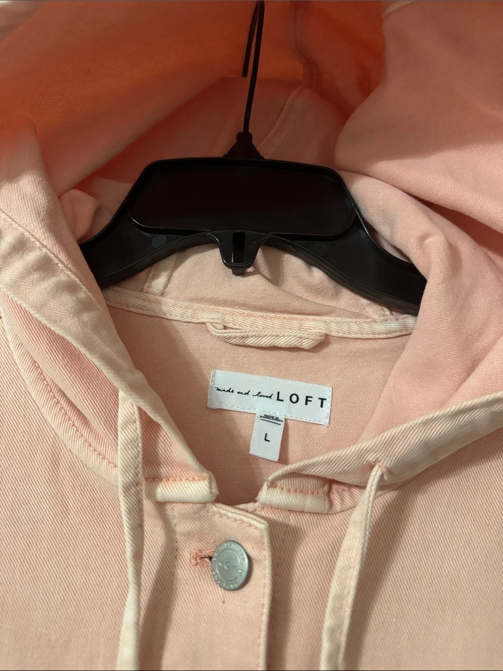 Loft Pink Denim Jacket with Hood size L